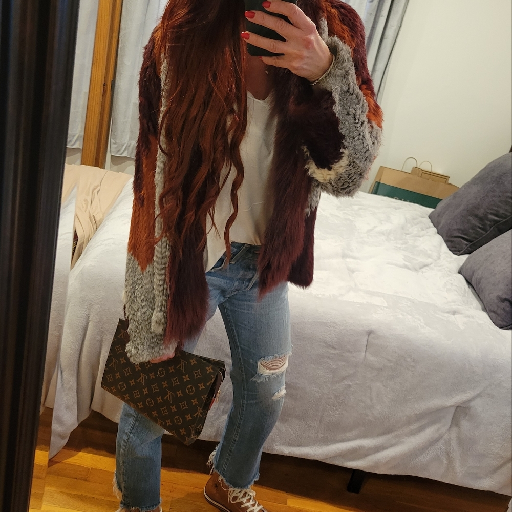 Gorgeous charcoal gray Knitted rabbit cardigan